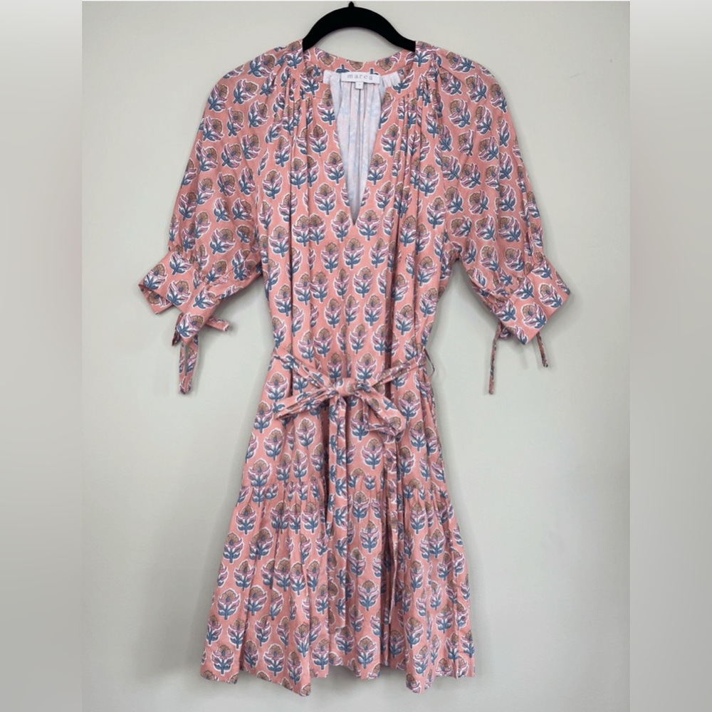 Marea by Liz Joy Gracie Dress (short) pink block print.  Size S
